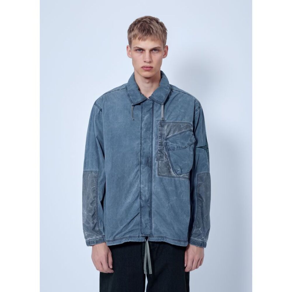 Stone Island Men Washed Overshirt With Drawstring Hem